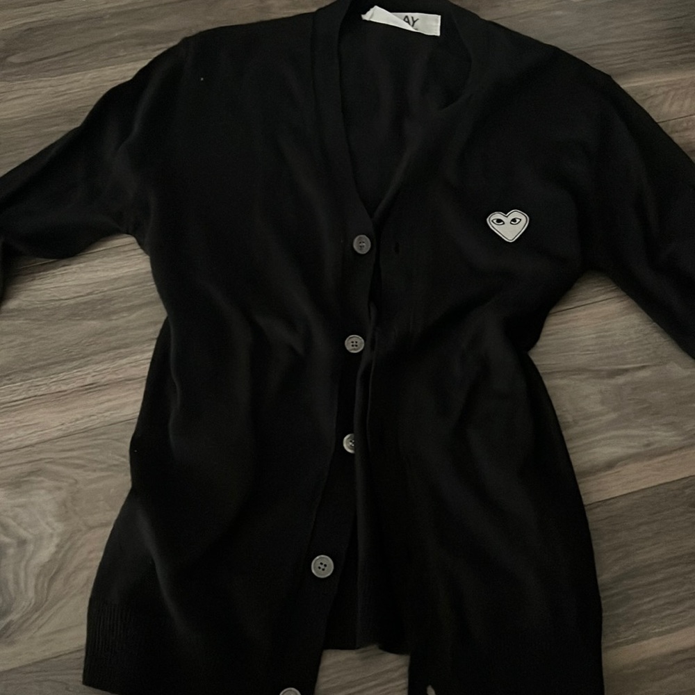 Authentic Comme Des Garcons PLAY Black Cardigan with White Heart Limited Edition